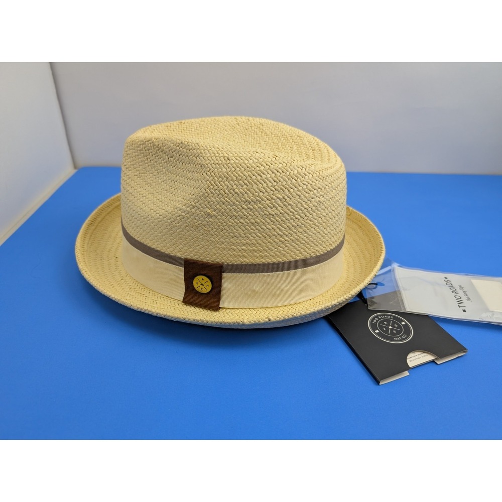 Two Roads Hat Co 100% Straw Coney Island Fedora Hat Size 61 XL NWT